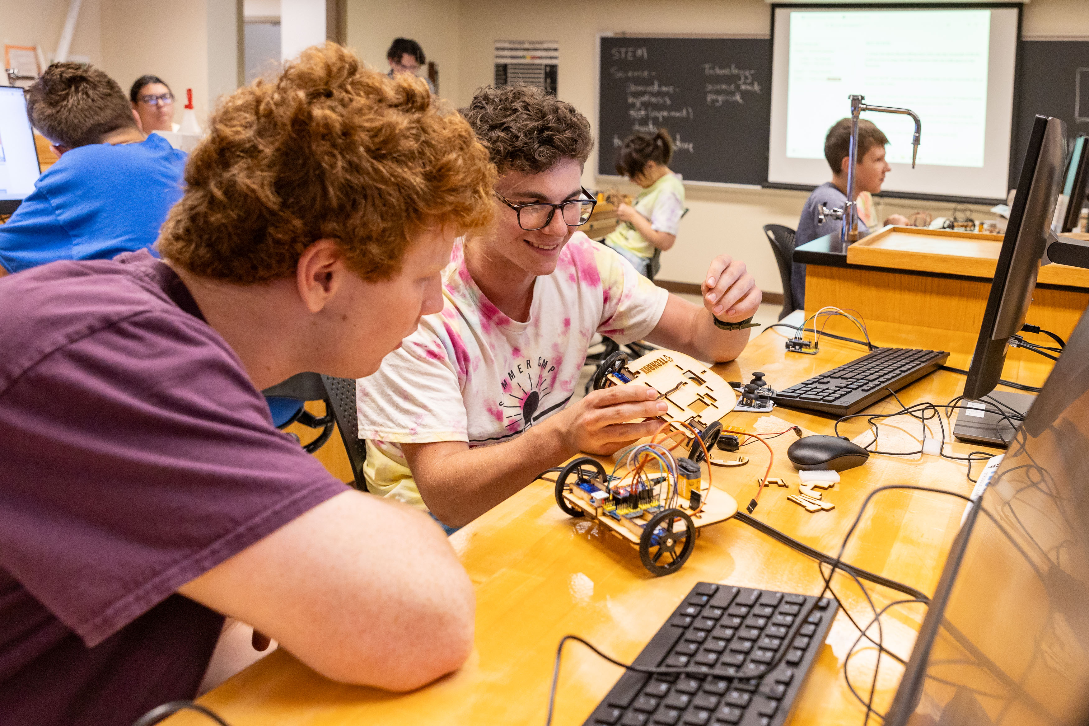 Students building with TechBox STEM kits